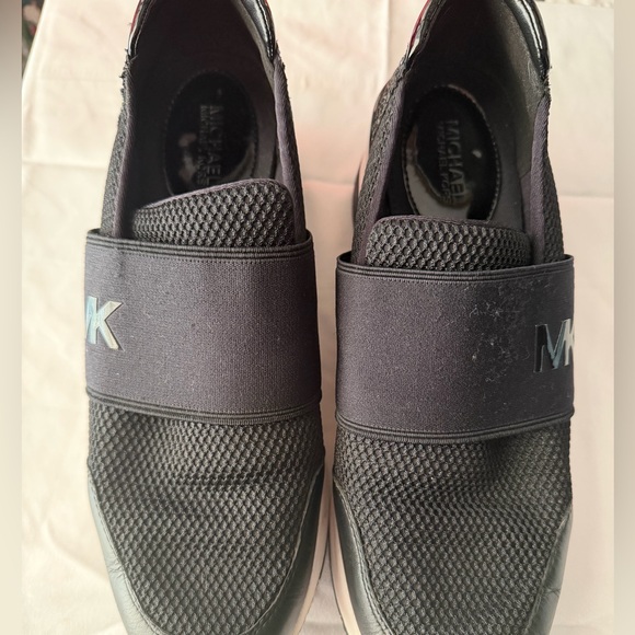 Michael Kors Felix Canvas and Snake-Embossed Nubuck Trainer Wedge - Picture 8 of 10